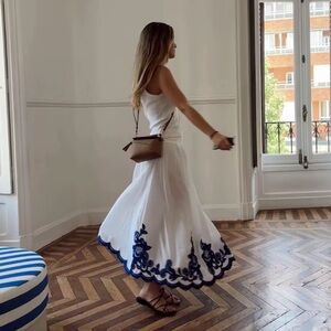 ZARA COTTON EMBROIDERED SKIRT NWT